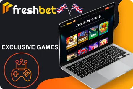Freshbet exclusive games lobby with nine branded casino titles.