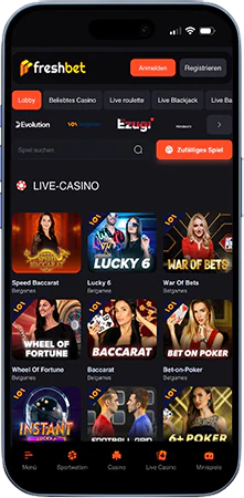 Casino en direct Freshbet avec jeux et tables