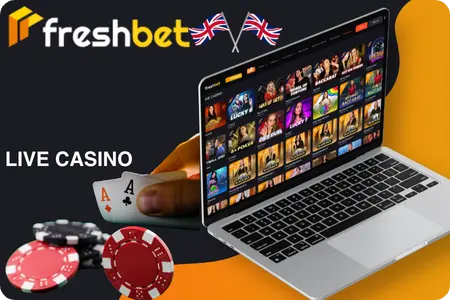 Live casino lobby at Freshbet with Evolution roulette, blackjack and game show tables.