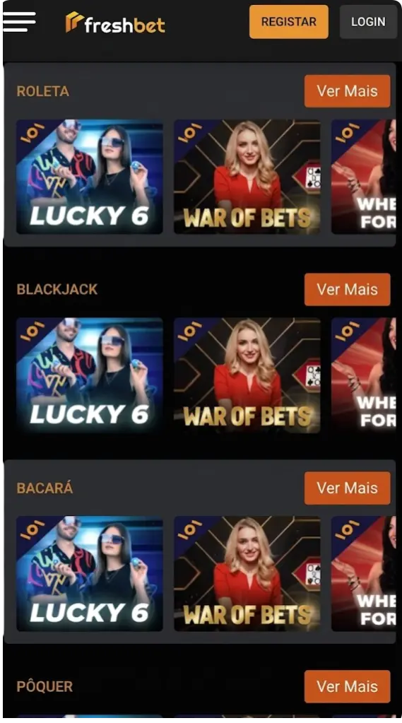 Freshbet Casino ao vivo